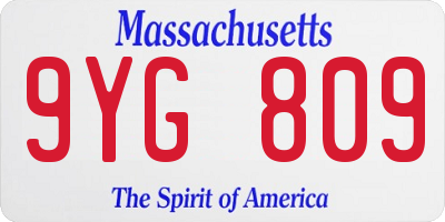 MA license plate 9YG809
