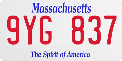 MA license plate 9YG837