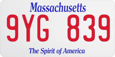 MA license plate 9YG839
