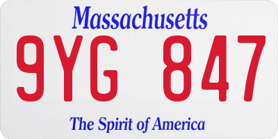 MA license plate 9YG847
