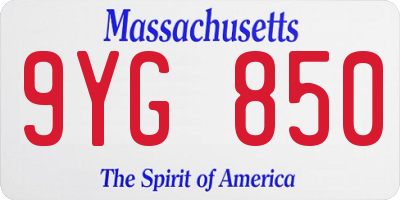 MA license plate 9YG850