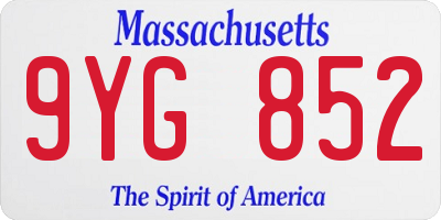 MA license plate 9YG852