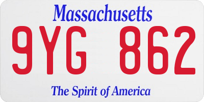 MA license plate 9YG862