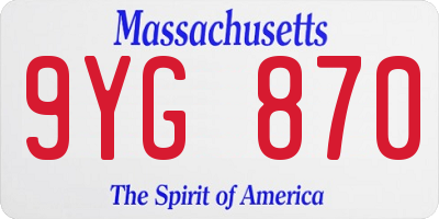 MA license plate 9YG870