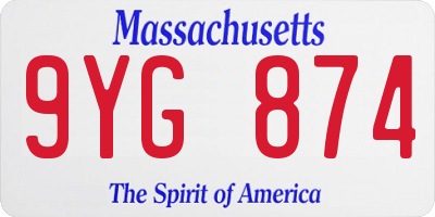 MA license plate 9YG874