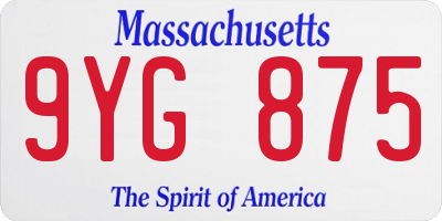 MA license plate 9YG875