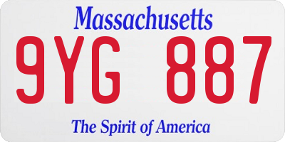 MA license plate 9YG887