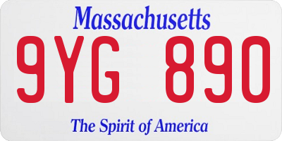 MA license plate 9YG890