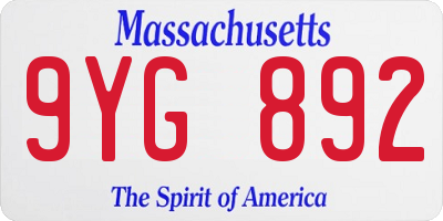 MA license plate 9YG892