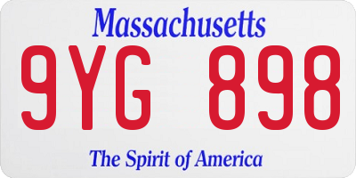 MA license plate 9YG898