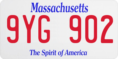 MA license plate 9YG902
