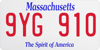 MA license plate 9YG910