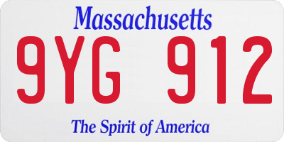 MA license plate 9YG912