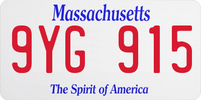 MA license plate 9YG915