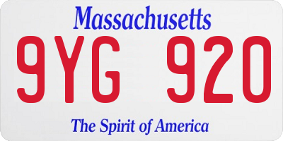 MA license plate 9YG920