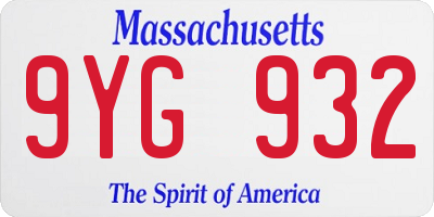 MA license plate 9YG932