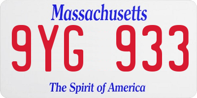 MA license plate 9YG933