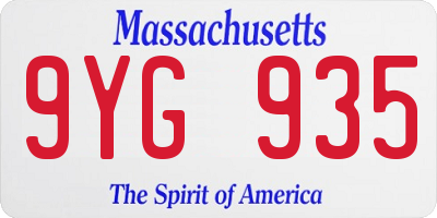 MA license plate 9YG935