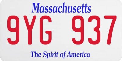MA license plate 9YG937