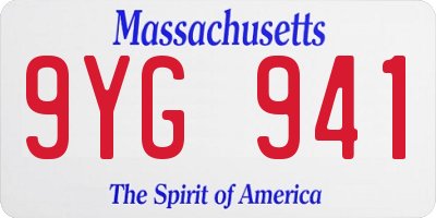 MA license plate 9YG941