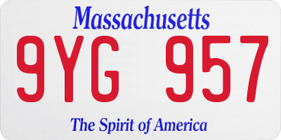 MA license plate 9YG957