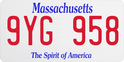 MA license plate 9YG958