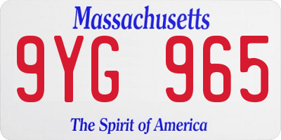 MA license plate 9YG965