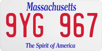 MA license plate 9YG967