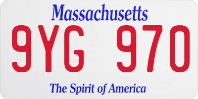 MA license plate 9YG970