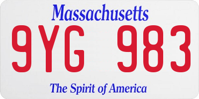 MA license plate 9YG983