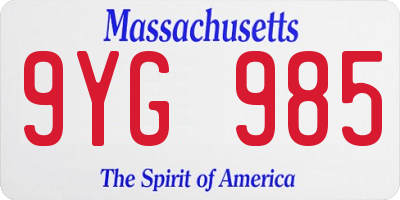 MA license plate 9YG985