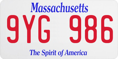 MA license plate 9YG986