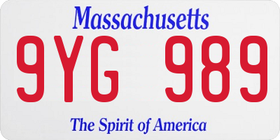 MA license plate 9YG989