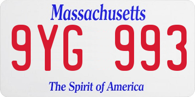 MA license plate 9YG993