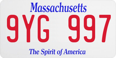 MA license plate 9YG997