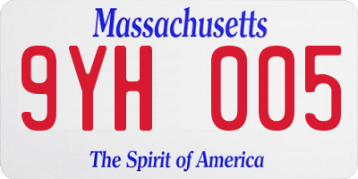 MA license plate 9YH005