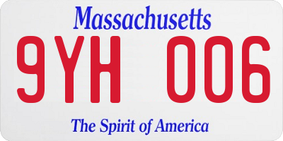 MA license plate 9YH006