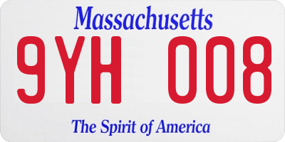 MA license plate 9YH008