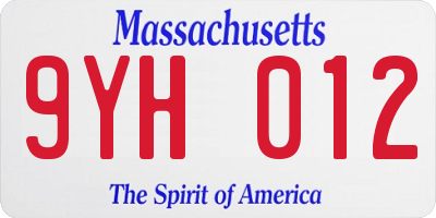 MA license plate 9YH012
