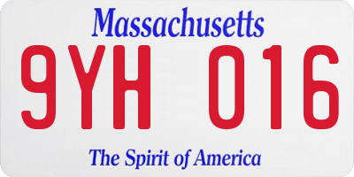 MA license plate 9YH016