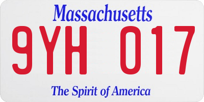 MA license plate 9YH017