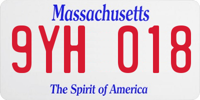 MA license plate 9YH018