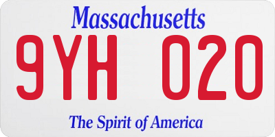 MA license plate 9YH020