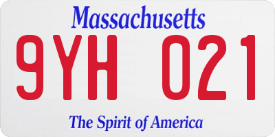 MA license plate 9YH021