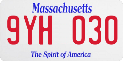MA license plate 9YH030