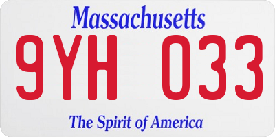 MA license plate 9YH033