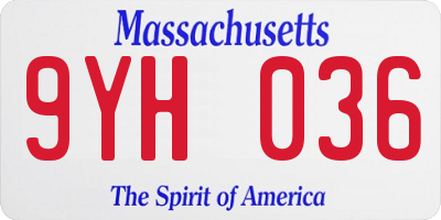 MA license plate 9YH036