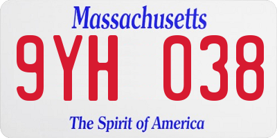 MA license plate 9YH038