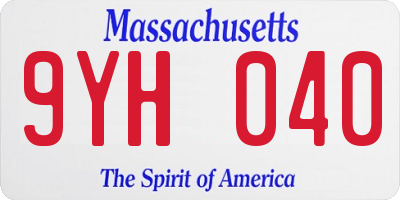 MA license plate 9YH040