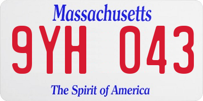 MA license plate 9YH043